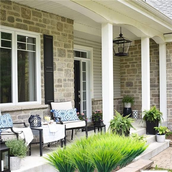 20 Bundles Artificial Outdoor Plants Fake Wheat Grass Greenery Shrubs UV Resist - Picture 4 of 7